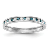 14K White Gold Blue & White Diamond Band - 7
